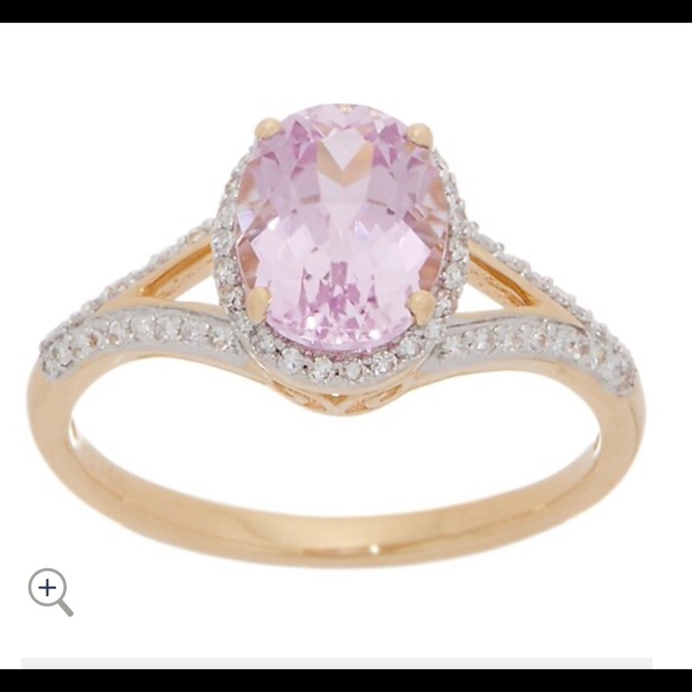14K Yellow Gold 1.90 carats Kunzite & Diamond Ring